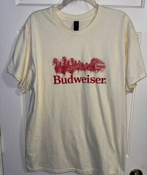Budweiser Clydesdale Graphic T Shirt Cream Size L
